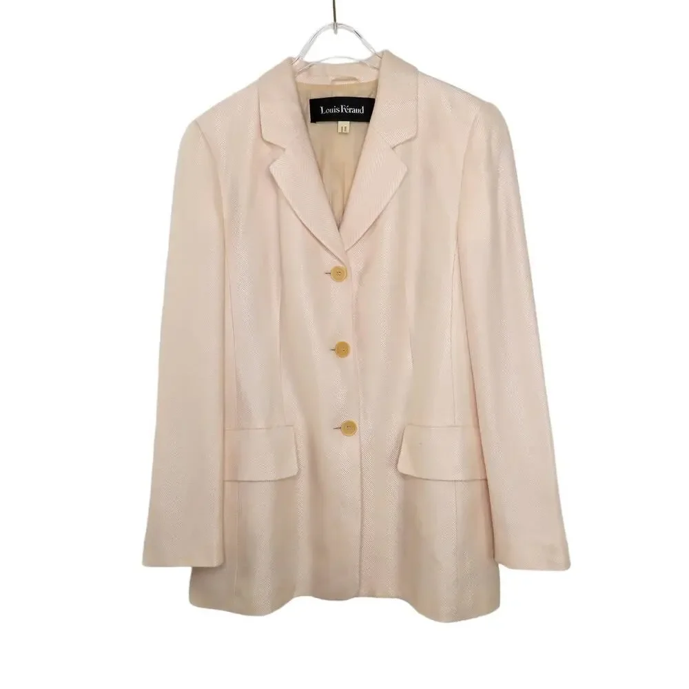 1980s Louis Feraud Light Pink Vintage Skirt Suit Blazer and Skirt Size 12